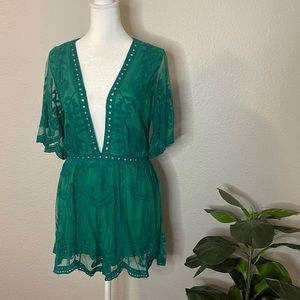 NWOT Emerald Green Romper